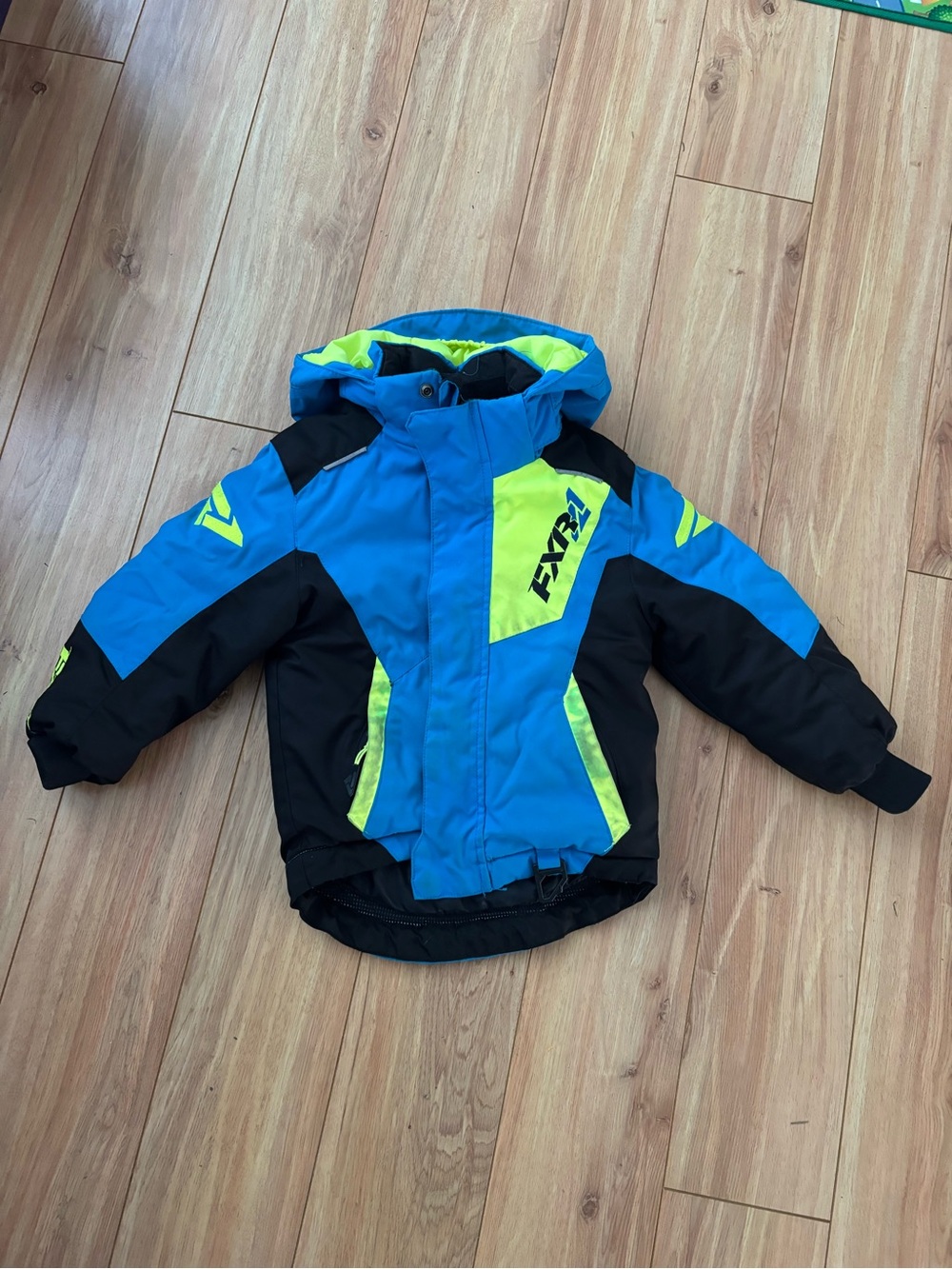FXR Kids Blue & Neon Green Winter Puffer Jacket